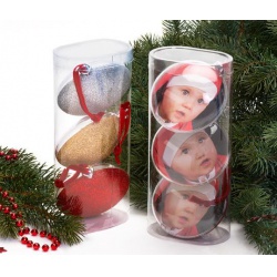 Három darabos karácsonyi dísz gömb készlet 8,7cm átmérőjű gömbökkel