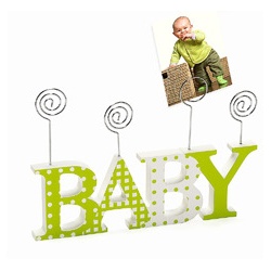 Gyermek fa fotókeret-fotóclip BABY zöld